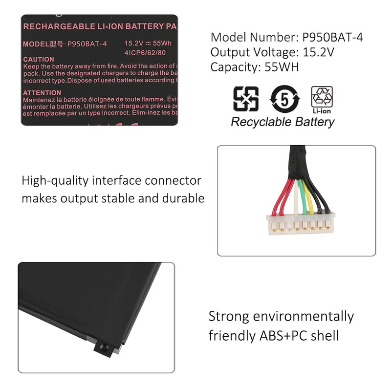 Laptop Battery For HASEE KINGBOOK T96E KINGBOOK T97 15.2V 55WH