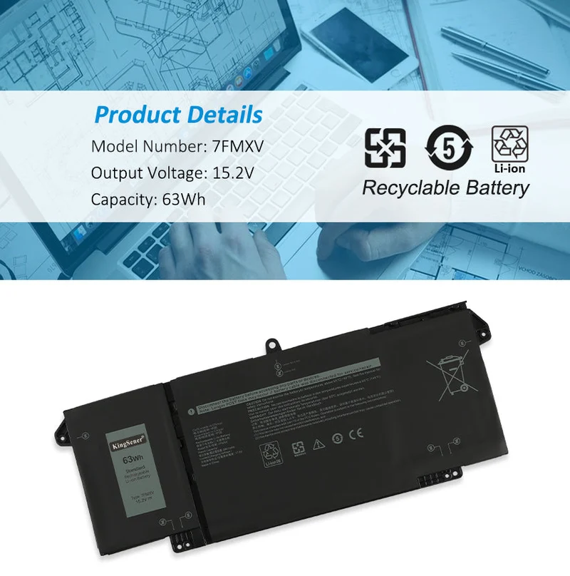 Rechargeable Li-ion Battery For DELL Latitude 15 7520 Series P134G001 P135G001 P138G001 15.2V 63Wh