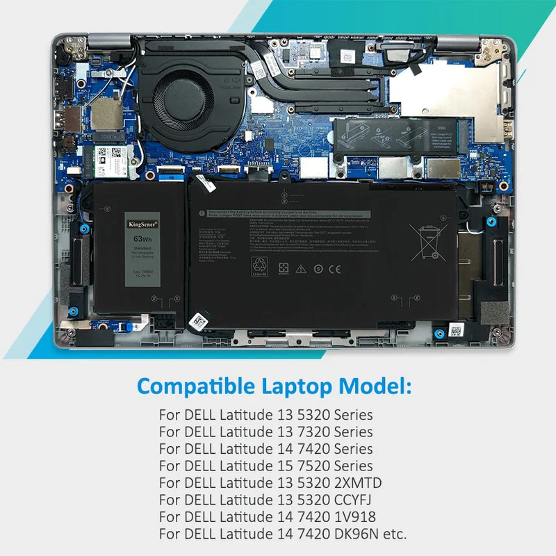 Rechargeable Li-ion Battery For DELL Latitude 15 7520 Series P134G001 P135G001 P138G001 15.2V 63Wh