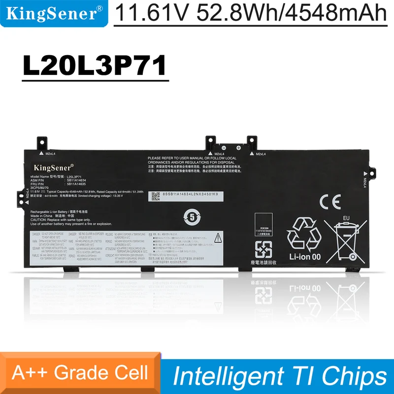 Replacement Battery For Lenovo ThinkPad X13 Yoga G2 20W80011GE 11.61V 52.8Wh
