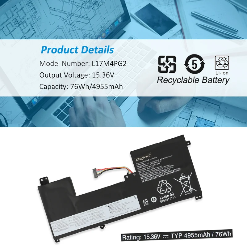 Replacement Battery For Lenovo L17M4PG2 4ICP6/54/90 L17C4PG2 L17L4PG2 L18C4PG1 5B10T11520 15.36V 76Wh