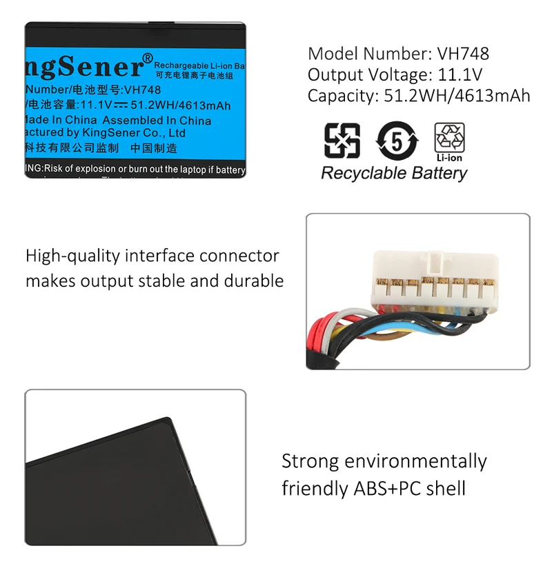 Replacement Battery For Dell Vostro 5460 Series V5460D-1308 V5460D-1318 11.1V 51.2WH