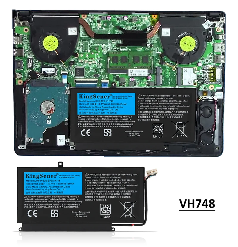 Replacement Battery For Dell Vostro 5460 Series V5460D-1308 V5460D-1318 11.1V 51.2WH
