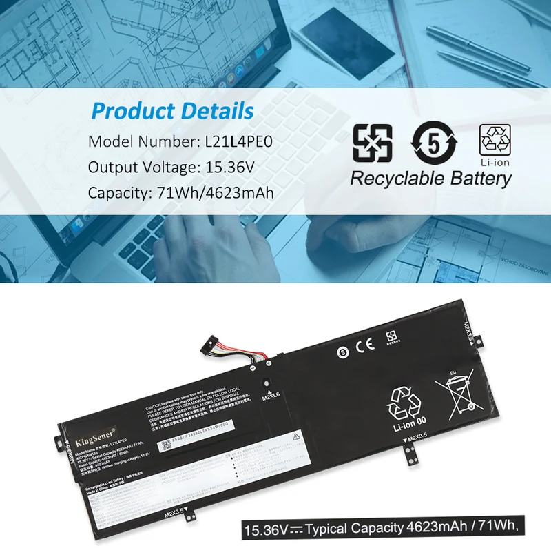 Replacement Battery For Lenovo L21L4PE0 4ICP6/40/133 SB11F38382 15.36V 71Wh