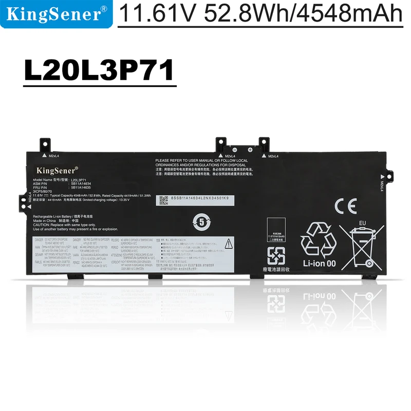 Battery For Lenovo L20L3P71 SB11A14634 5B11A14635 L20M3P71 11.61V 4548mAh