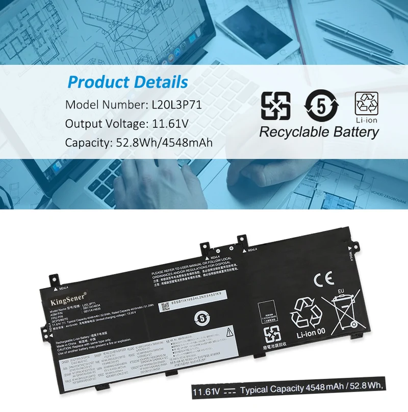 Battery For Lenovo L20L3P71 SB11A14634 5B11A14635 L20M3P71 11.61V 4548mAh