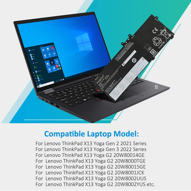 Laptop Battery For Lenovo ThinkPad X13 Yoga Gen 2 20W80014GE 11.61V 4548mAh