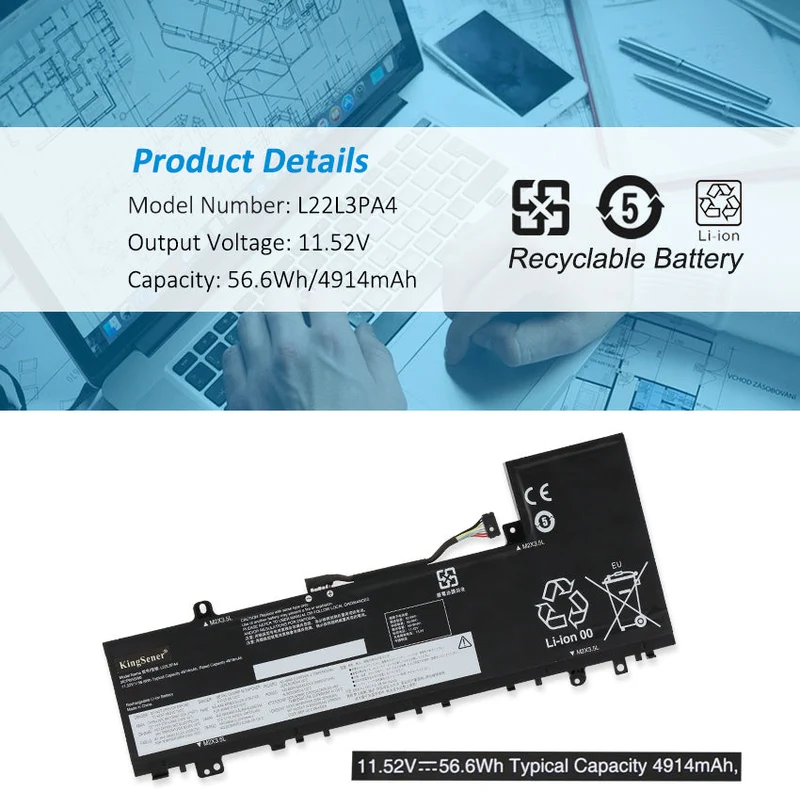Rechargeable Battery For Lenovo IdeaPad Slim 5 16IAH8 16IRL8 5-14IAH8 56.6Wh
