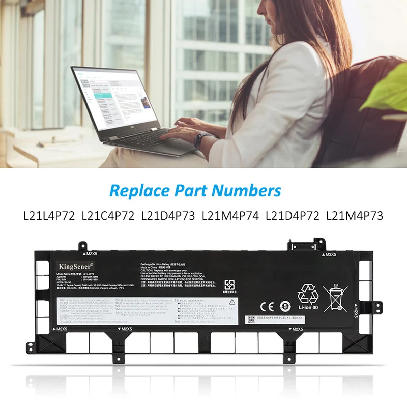 Laptop Battery For Lenovo ThinkPad T16 Gen 1 Type 21BV 21BW 21CH 15.44V 52.5Wh
