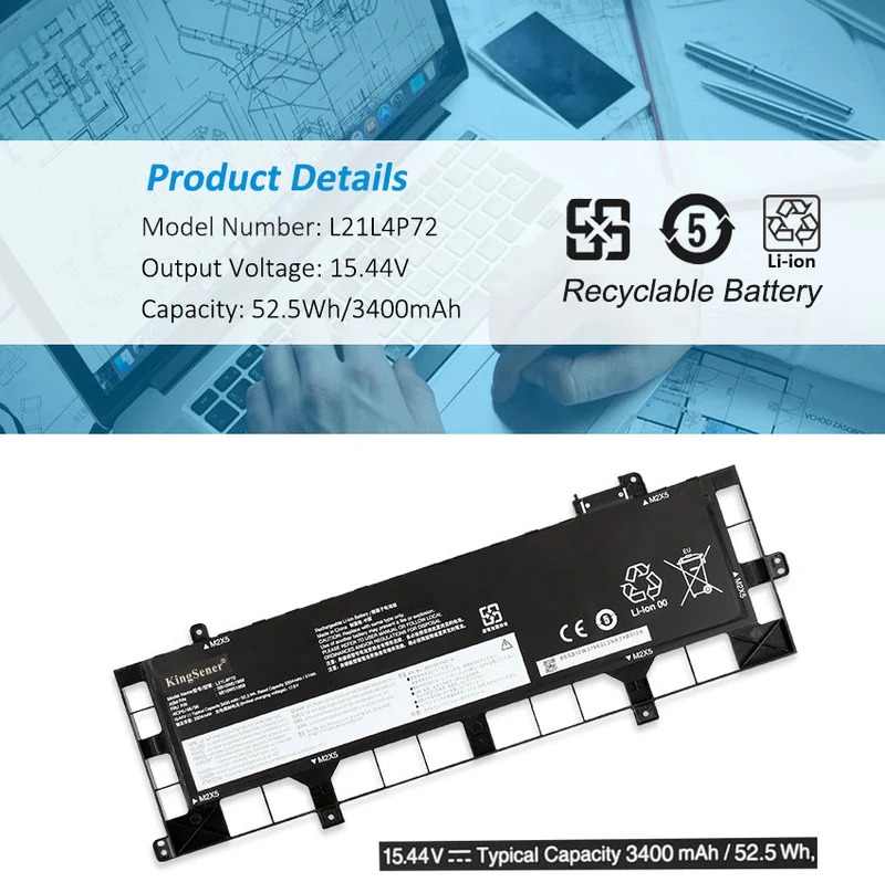 Laptop Battery For Lenovo L21M4P74 L21D4P72 L21M4P73 15.44V 52.5Wh