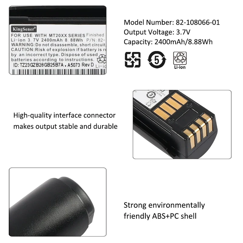 For Motorola/Symbol MT2000, MT2070, and MT2090 Barcode Scanners Rechargeable Li-ion Battery 2400mAh