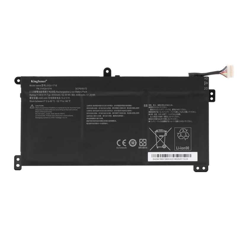 SQU-1716 Battery For Hasee Kingbook U65A QL9S04 916QA107H 916QA108H SQU-1717 11.55V 4550mAh