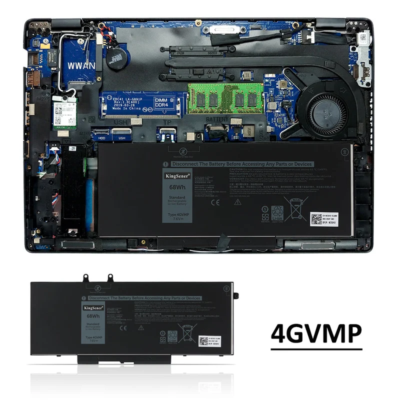 4GVMP Replacement Battery for Dell Latitude 5400 5500 Precision 3540 — 7.6V 68Wh