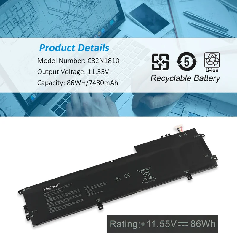 C32N1810 Laptop Battery For ASUS ZenBook Flip 15 UX562FN UX562FD Series Notebook 0B200-03070100 | KingSener