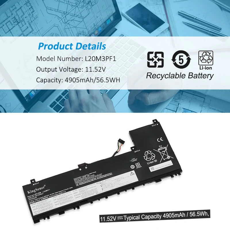 L20M3PF1 L20C3PF1 L20D3PF0 Laptop Battery For Lenovo Ideapad 5 Pro-14ACN6 14ITL6 14IAP7 14ARH7 82L7 82L3 82SH 82SJ Series | KingSener