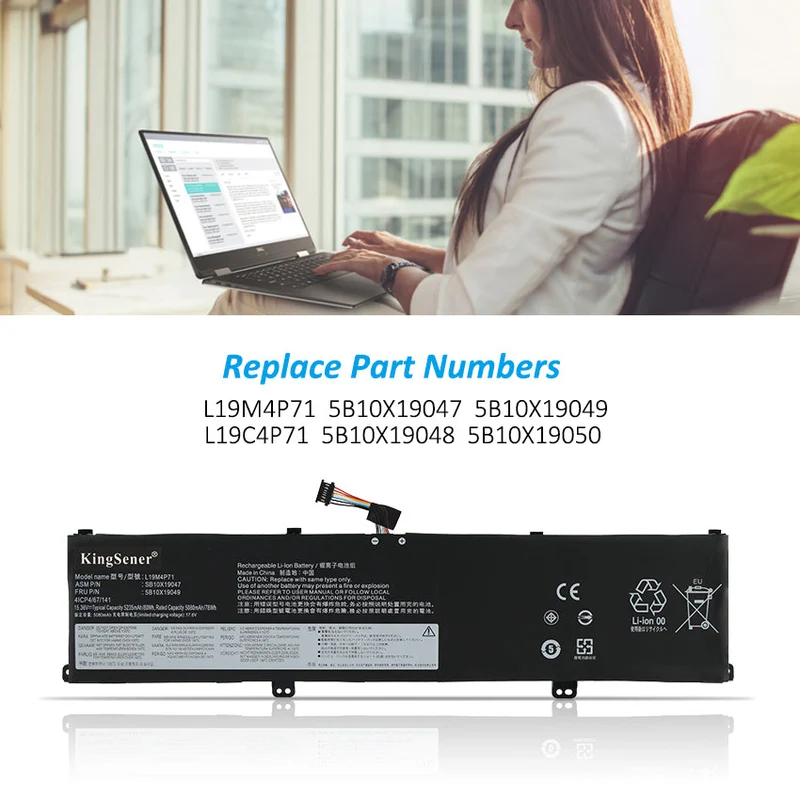 L19M4P71 Laptop Battery For Lenovo ThinkPad P1 Gen 3 X1 Extreme Gen 3 Series Notebook L19C4P71 | KingSener