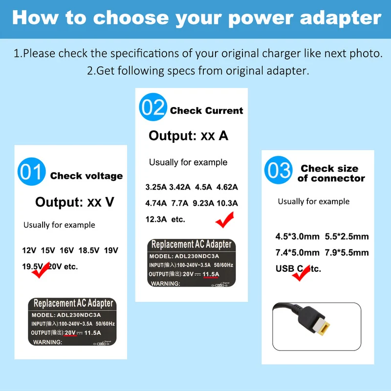 230W AC Adapter for Lenovo ThinkPad & IdeaPad – 20V 11.5A Charger