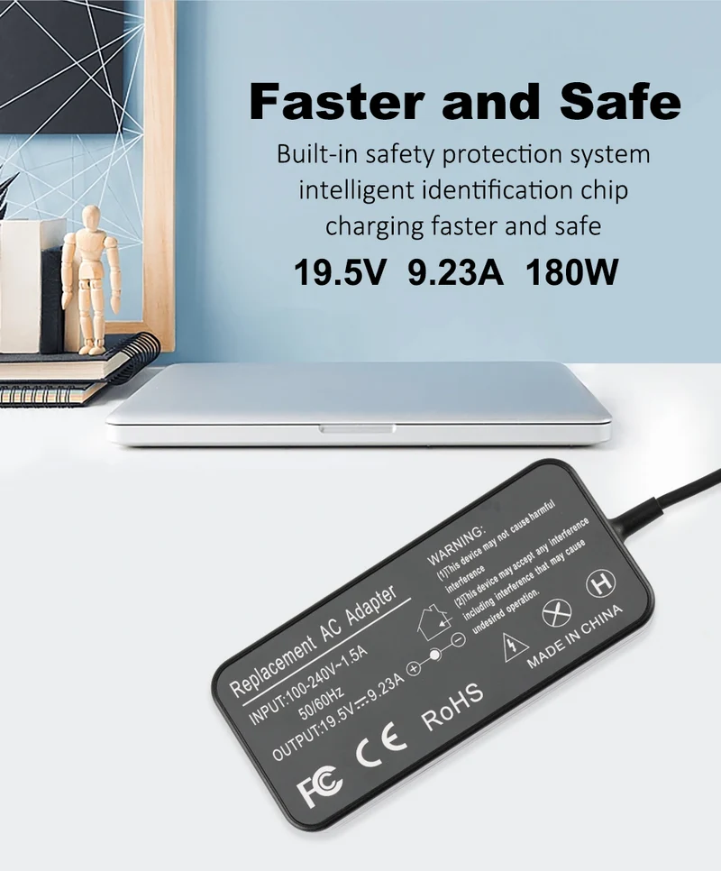 19.5V 9.23A 180W 6.0X3.7mm AC Adapter For ASUS ROG Zephyrus G14 GA401 GA502 Series