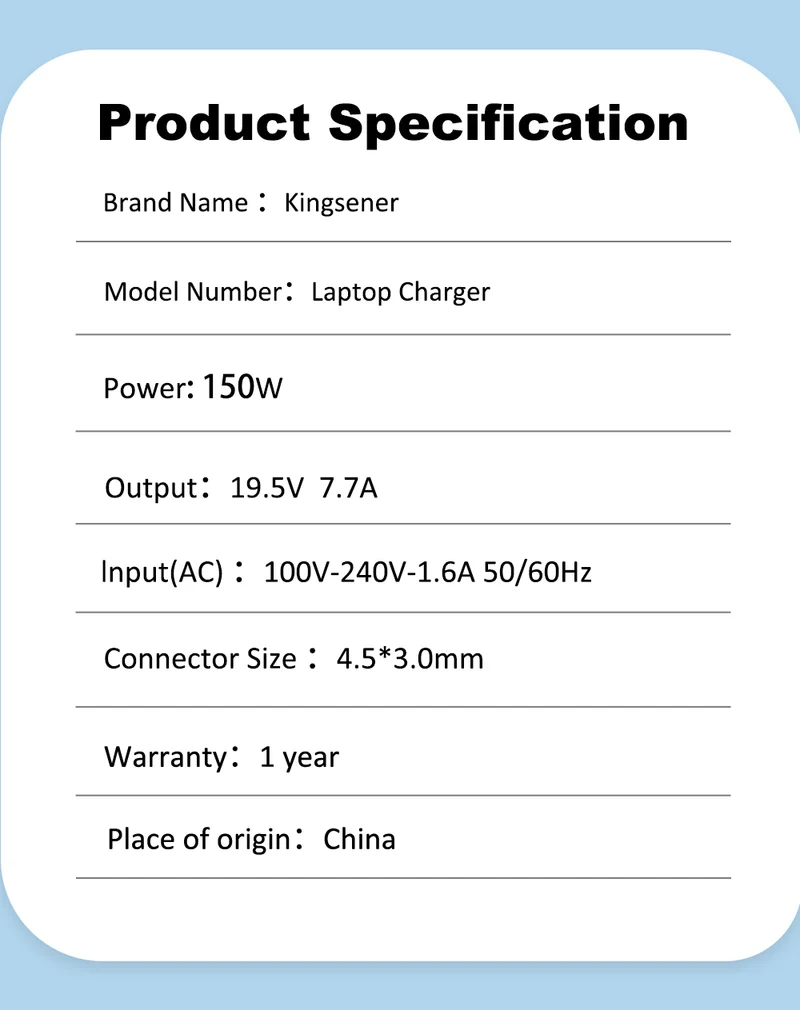 19.5V 7.7A 150W 4.5X3.0mm AC Adapter Laptop Charger For HP Laptop 15 17, For Gaming Pavilion 17 Series