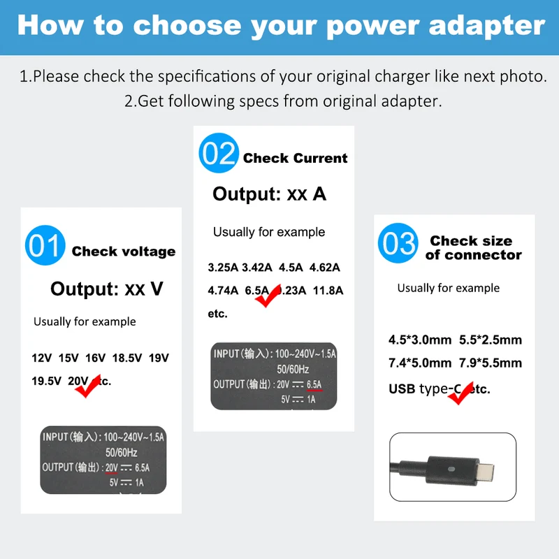 20V 6.5A 130W USB Type-C AC Adapter Laptop Charger For Dell Latitude 7370 For XPS 15 17 series