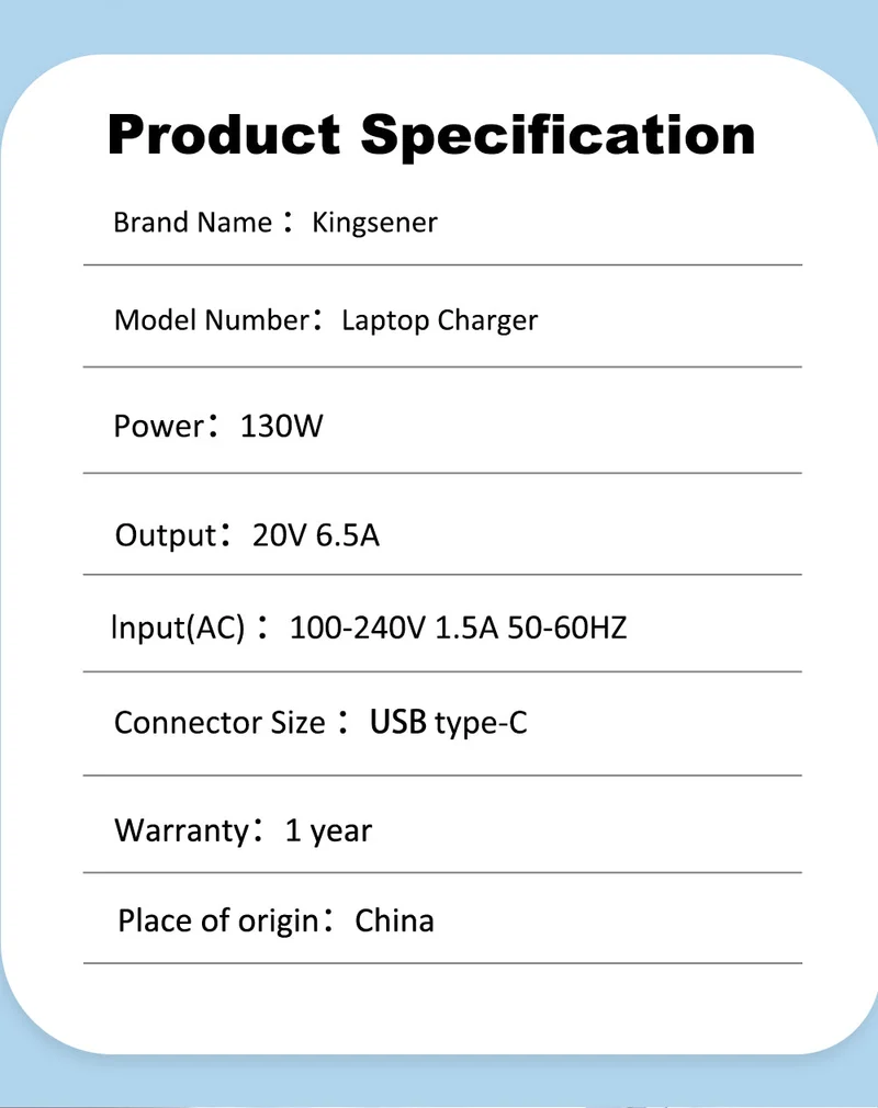 20V 6.5A 130W USB Type-C Laptop Power Adapter For DELL Precision 5770 3550 series AC Adapter