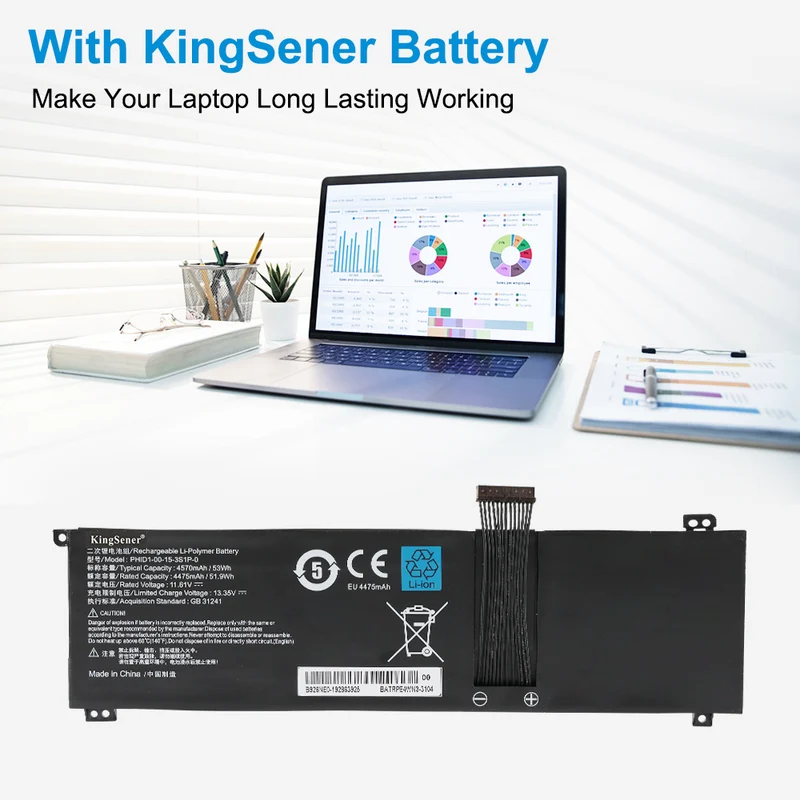 PHID1-00-15-3S1P-0 Replacement Battery For MECHREVO F1 Schenker 14 Adata 14 Series 11.61V 53WH | KingSener