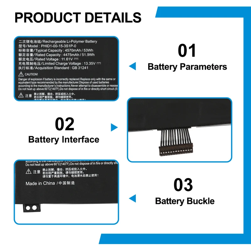 PHID1-00-15-3S1P-0 Replacement Battery For MECHREVO F1 Schenker 14 Adata 14 Series 11.61V 53WH | KingSener