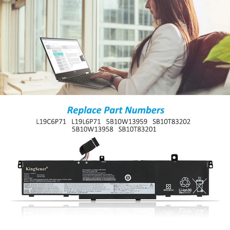 L19L6P71 Replacement Battery For Lenovo ThinkPad T15G 2nd Gen Series 11.52V 94WH | KingSener