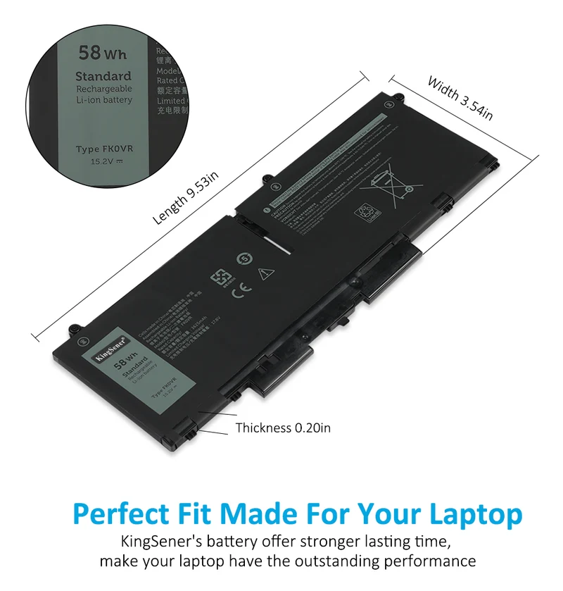 FK0VR Replacement Battery For Dell precision 3570 P133G P134G P135G Latitude 5330 5430 7330 7430 Series | KingSener