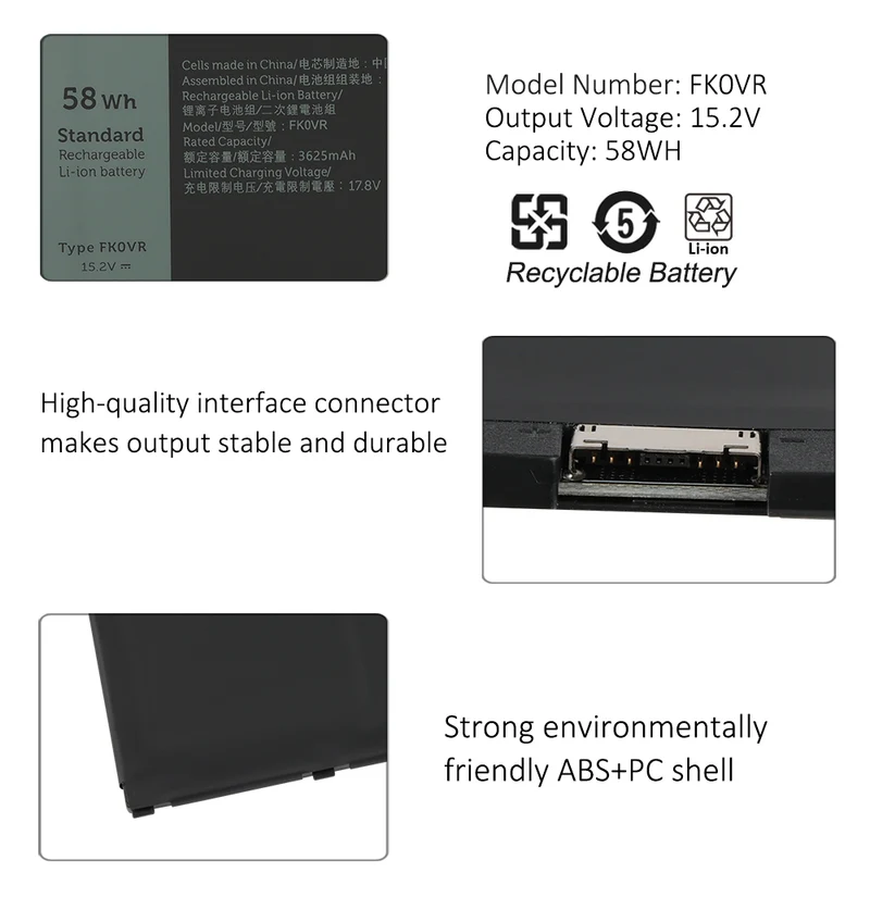 FK0VR Replacement Battery For Dell precision 3570 P133G P134G P135G Latitude 5330 5430 7330 7430 Series | KingSener