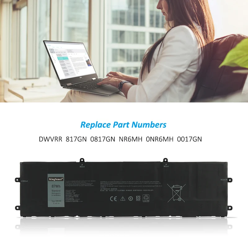 DWVRR Replacement Battery For Dell Alienware X15 X17 Series 11.4V 87Wh