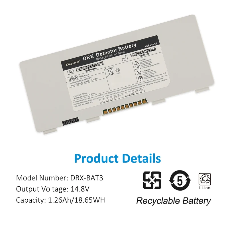 DRX-BAT3 Replacement Battery For Carestream HPX-DR 2530 Compact Detector 18.65WH 14.8V