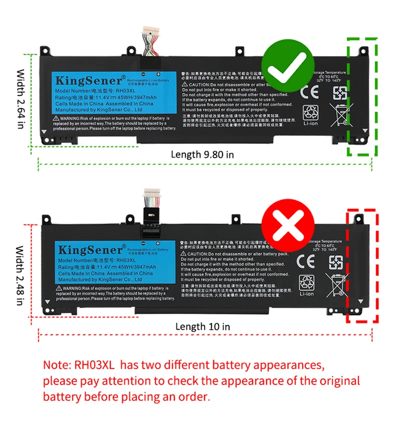 RH03XL Battery For HP ProBook 430 440 450 G8 Zhan 66 Pro 14 G4 45Wh
