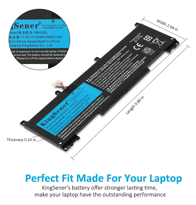 RH03XL Battery For HP ProBook 430 440 450 G8 Zhan 66 Pro 14 G4 45Wh