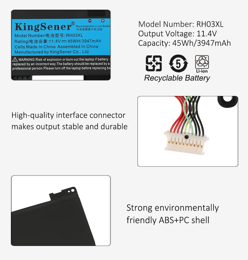 RH03XL Battery For HP ProBook 430 440 450 G8 Zhan 66 Pro 14 G4 45Wh