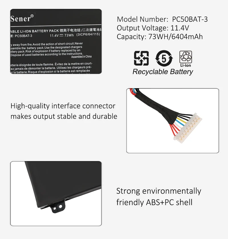 PC50BAT-3 Laptop Battery For SCHENKER Key 15 Comet Lake Key 15 Gaming
