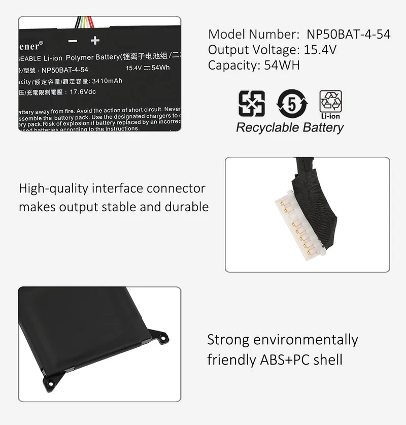 NP50BAT-4-54 Laptop Battery For CLEVO NP70, X17 AT22 S and COLORFUL X15 AT22 Series | KingSener