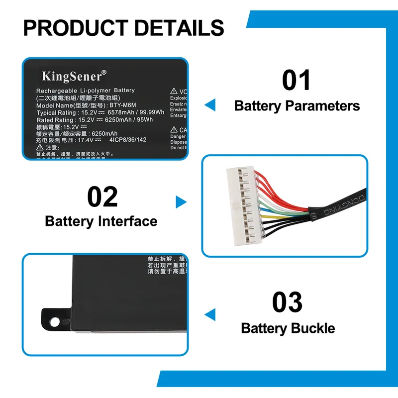 BTY-M6M 99.99WH Laptop BatteryFor MSI WS66 10TMT-207US Series | KingSener
