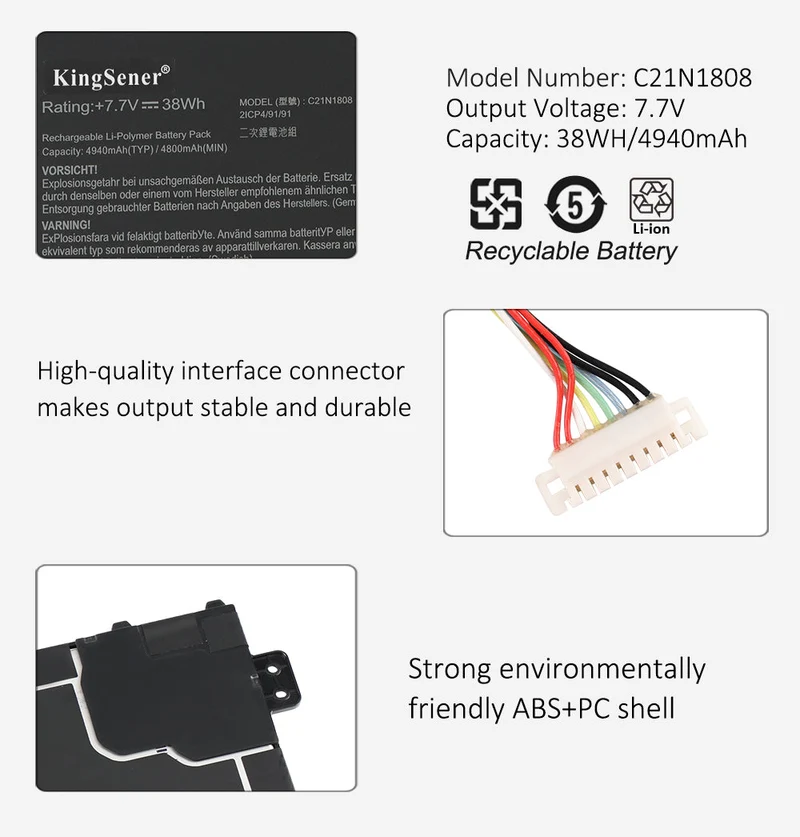 38WH C21N1808 0B200-03060000 Laptop Battery For Asus Chromebook C423NA Series | KingSener
