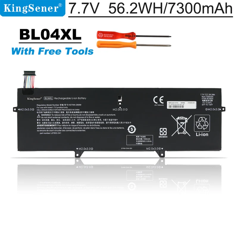 BL04XL Laptop Battery For HP EliteBook X360 1040 G5 G6 Series HSTNN-UB7N HSTNN-DB8M L07041-855 L07353-2C1 L07353-241 L07353-541 7.7V 56.2Wh | KingSener