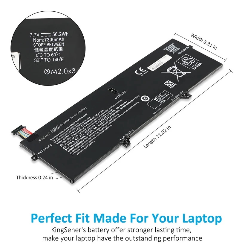 BL04XL Laptop Battery For HP EliteBook X360 1040 G5 G6 Series HSTNN-UB7N HSTNN-DB8M L07041-855 L07353-2C1 L07353-241 L07353-541 7.7V 56.2Wh | KingSener