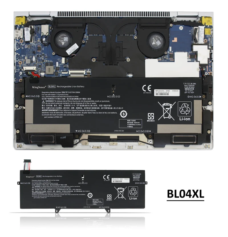 BL04XL Laptop Battery For HP EliteBook X360 1040 G5 G6 Series HSTNN-UB7N HSTNN-DB8M L07041-855 L07353-2C1 L07353-241 L07353-541 7.7V 56.2Wh | KingSener