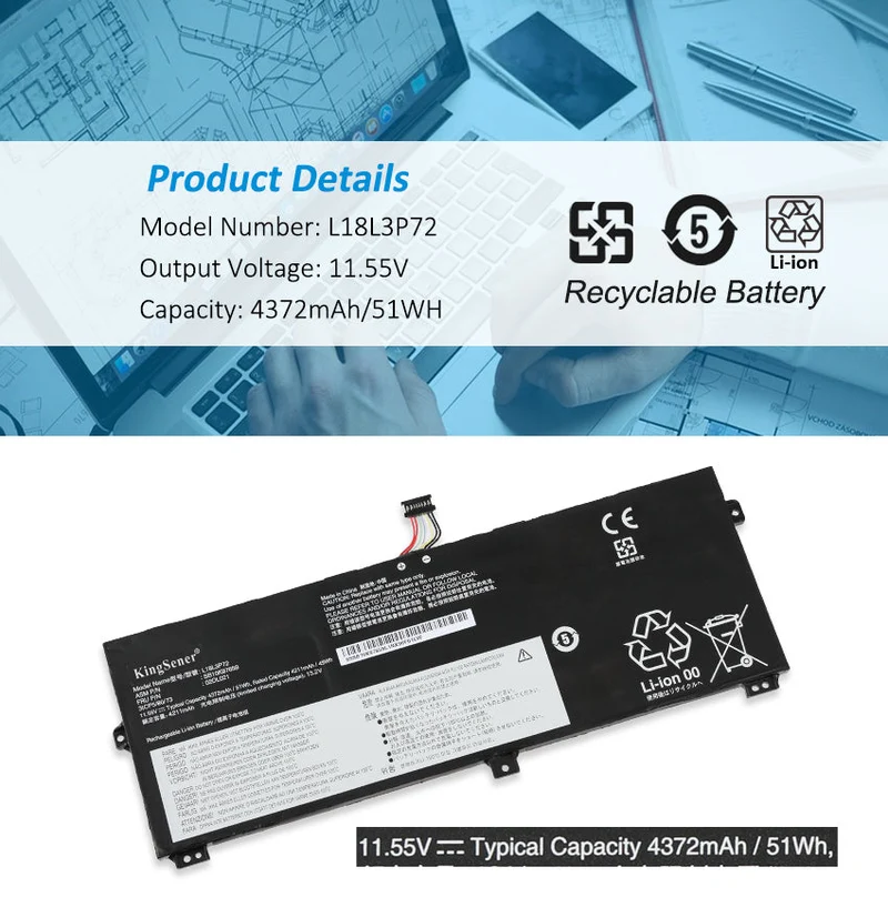 L18L3P72 Laptop Battery For Lenovo ThinkPad X13 Yoga 1st Gen ThinkPad X390 Yoga Series | KingSener