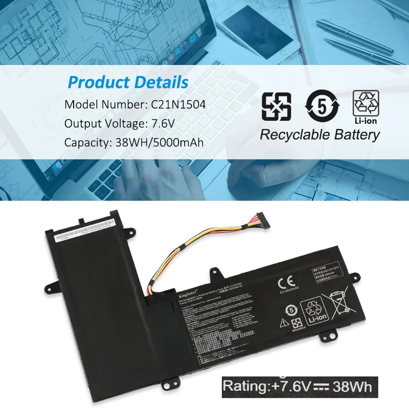 C21N1504 38WH Laptop Battery For Asus EeeBook E205SA TP200S TP200SA Series | KingSener
