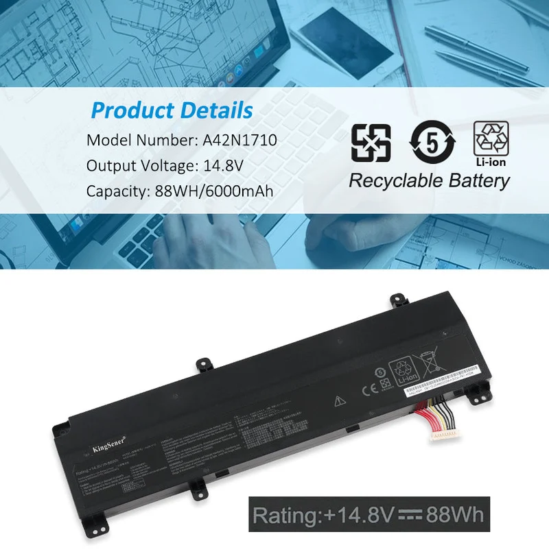 A42N1710 Laptop Battery for ASUS Rog Strix GL702VI GL702VI-1A GL702VI-BA004R GL702VI-BA007T GL702VI-BA012T GL702VI-BA014T Series | KingSener