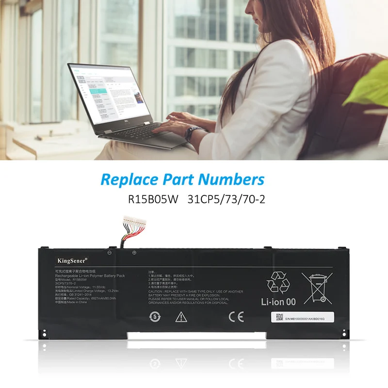 Laptop battery For Xiaomi Pro X15 R15B05W 31CP5/73/70-2 11.55V 6927mAh/80wh