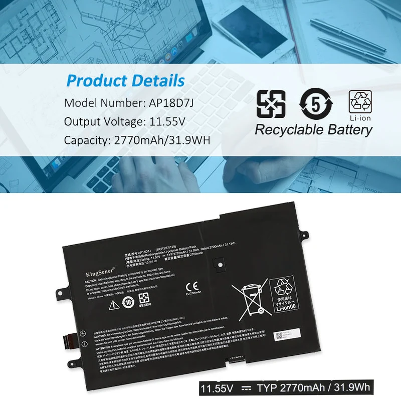 AP18D7J Replacement Battery For Acer Swift 7 SF714-52T SF714-51T Series