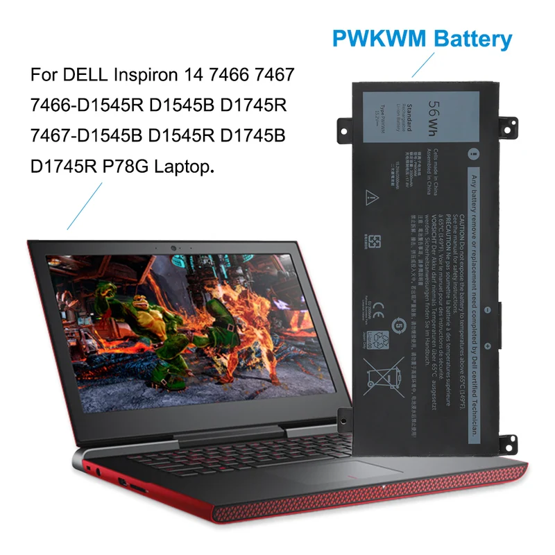 Battery For Dell Inspiron 14-7467 Series D1545B D1545R D1745B D1745R