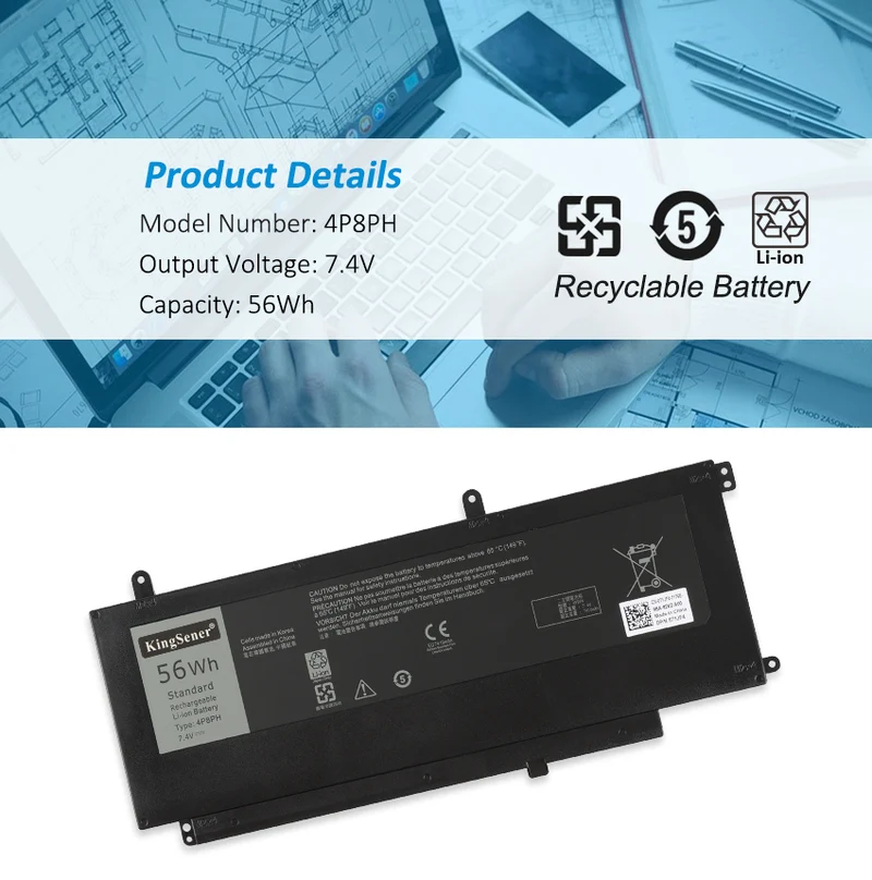 Laptop Battery For DELL Inspiron 4P8PH D2VF9 G05H0 7.4V 56Wh