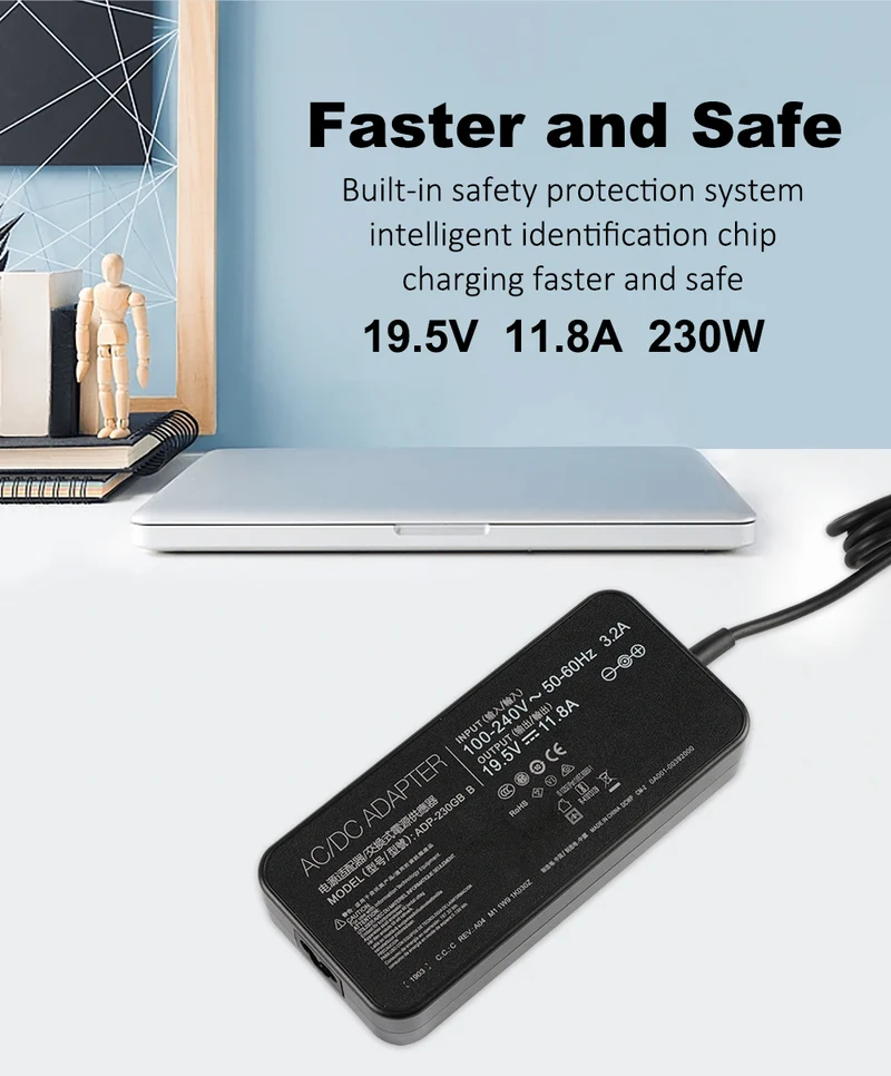 19.5V 11.8A 230W AC Adapter Laptop Charger for MSI GS66 GS76 GS75 GS65